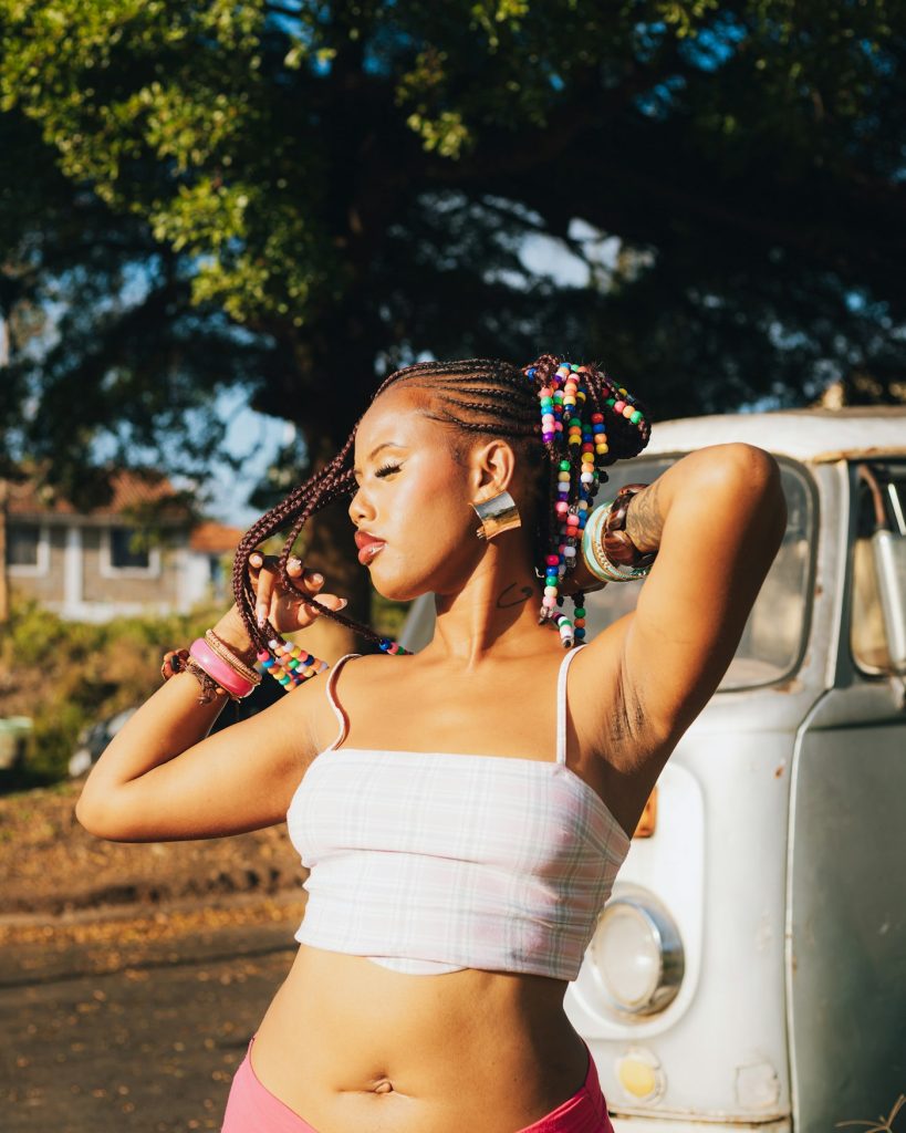 Boho braids with beads and curly ends, boho braids San Diego