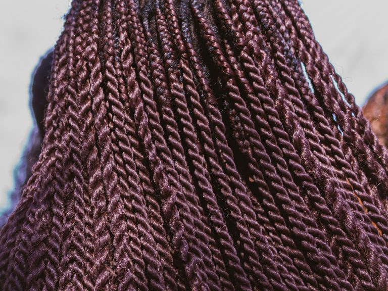 Close-up of dense braid texture, crochet braids San Diego