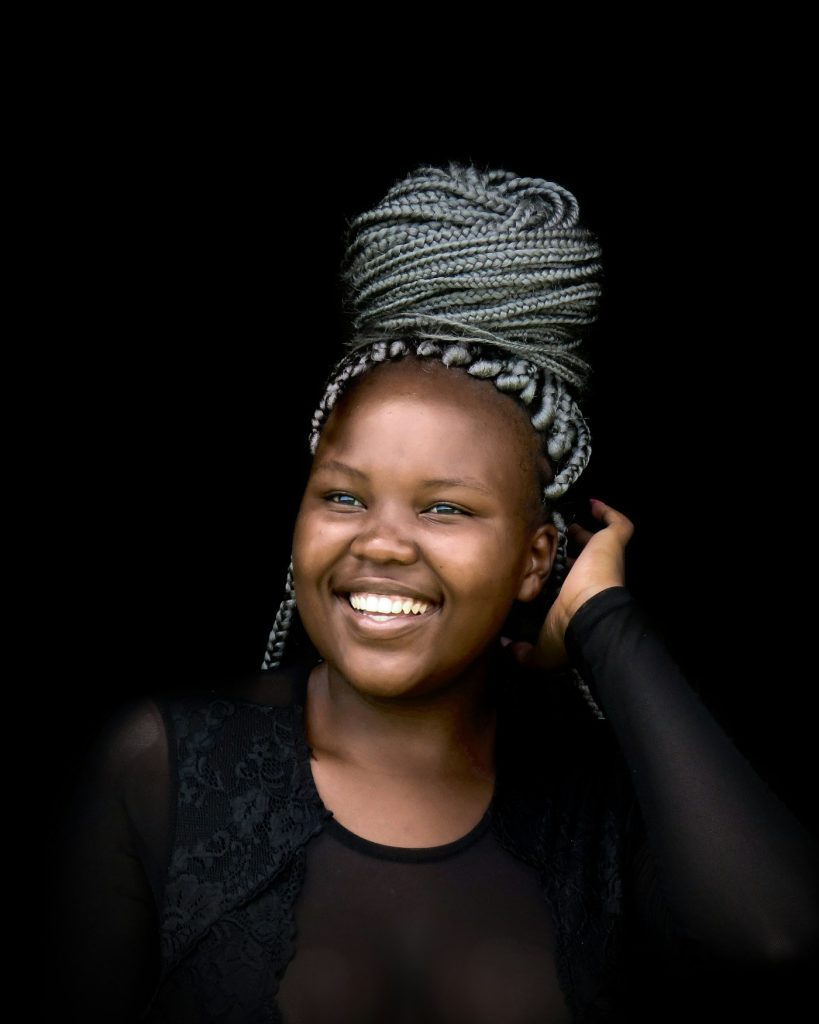 Chunky jumbo knotless braids styled into an updo, jumbo knotless braids San Diego